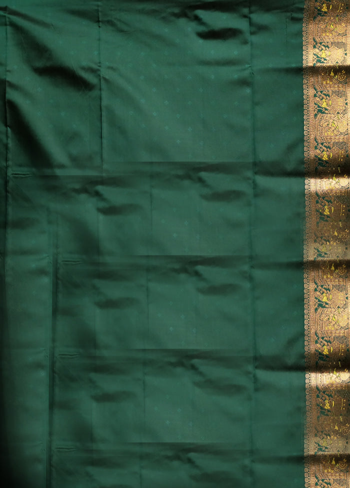 Green Baluchari Silk Saree With Blouse Piece