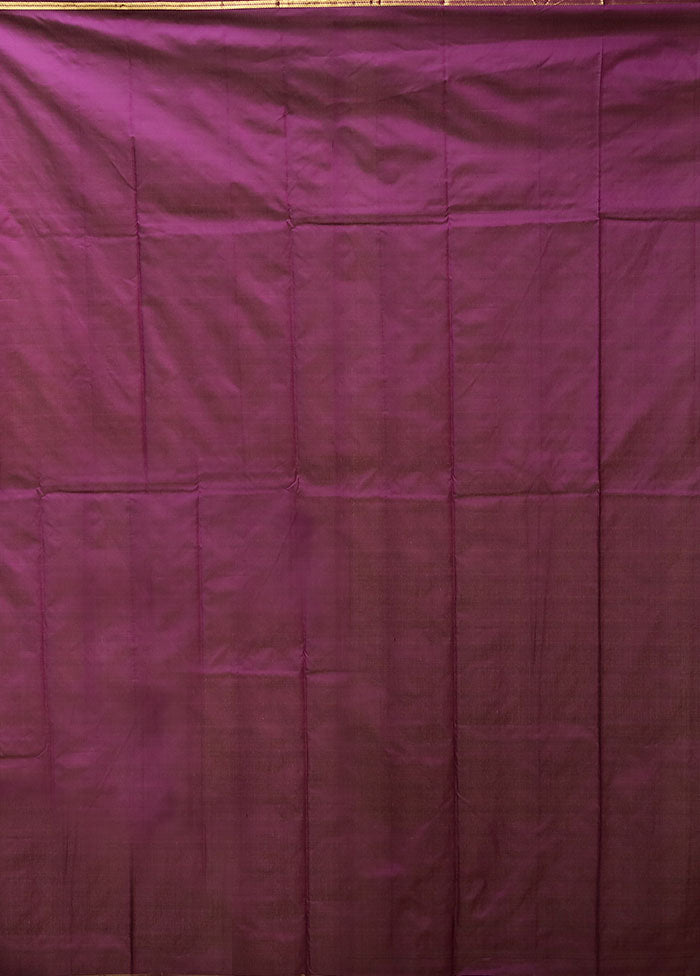 Purple Kanjivaram Silk Saree With Blouse Piece
