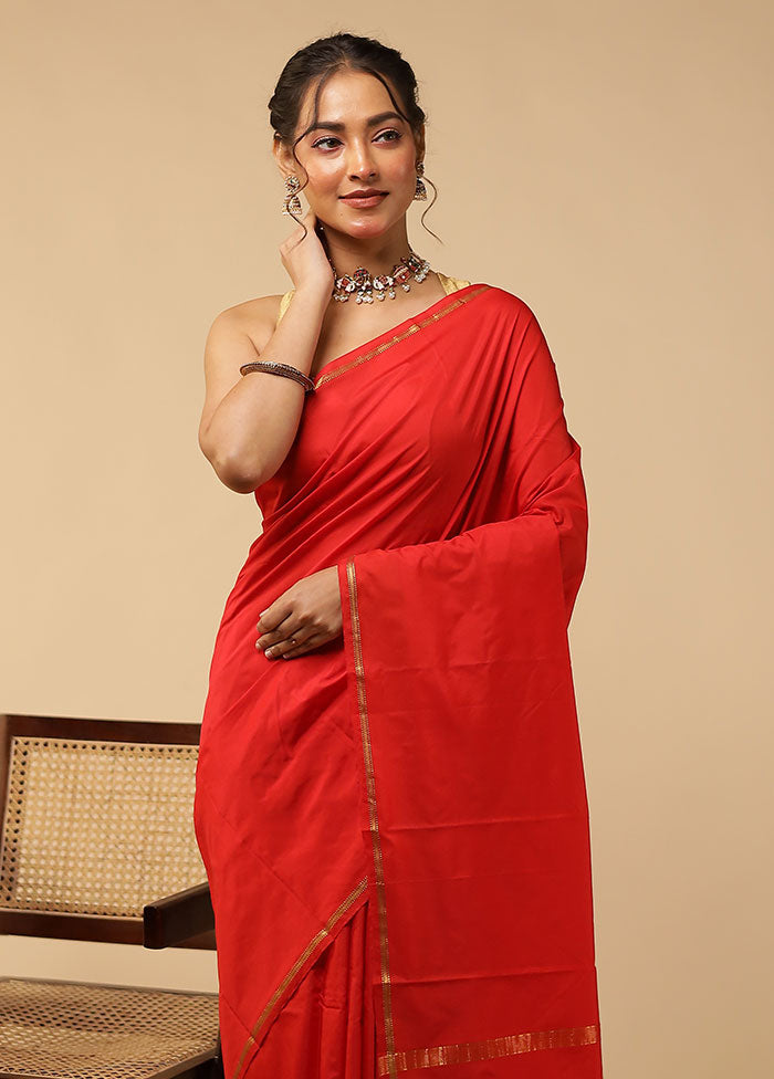 Red Kanjivaram Silk Saree With Blouse Piece