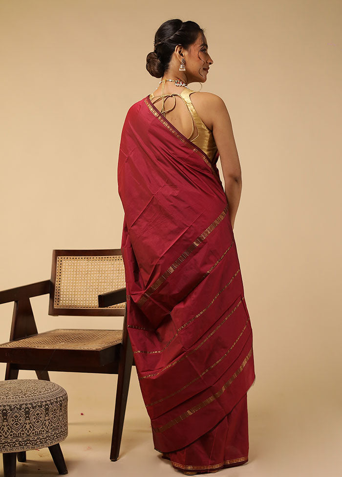 Purple Kanjivaram Silk Saree With Blouse Piece