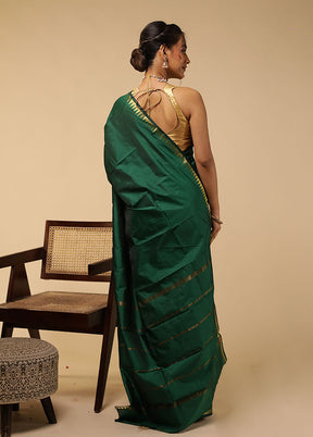 Green Kanjivaram Silk Saree With Blouse Piece