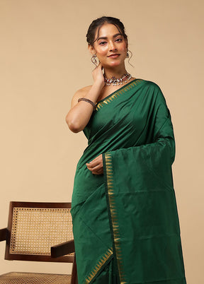 Green Kanjivaram Silk Saree With Blouse Piece