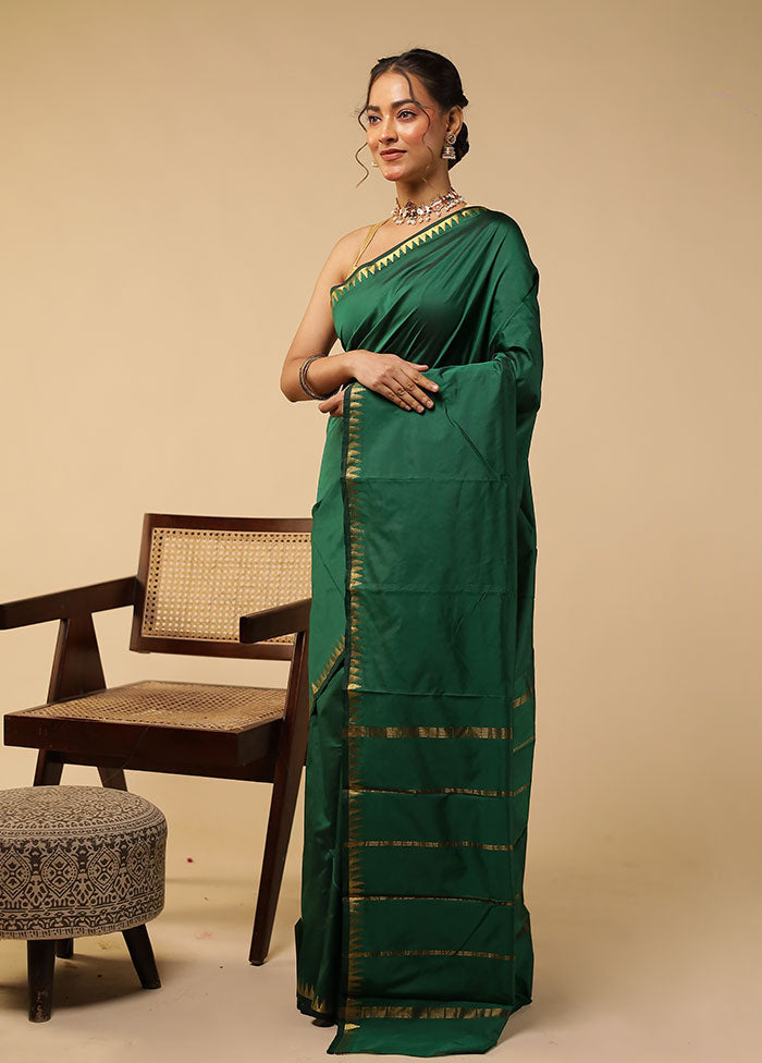 Green Kanjivaram Silk Saree With Blouse Piece