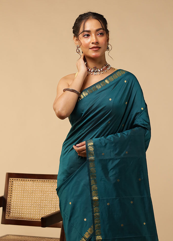Green Kanjivaram Silk Saree With Blouse Piece