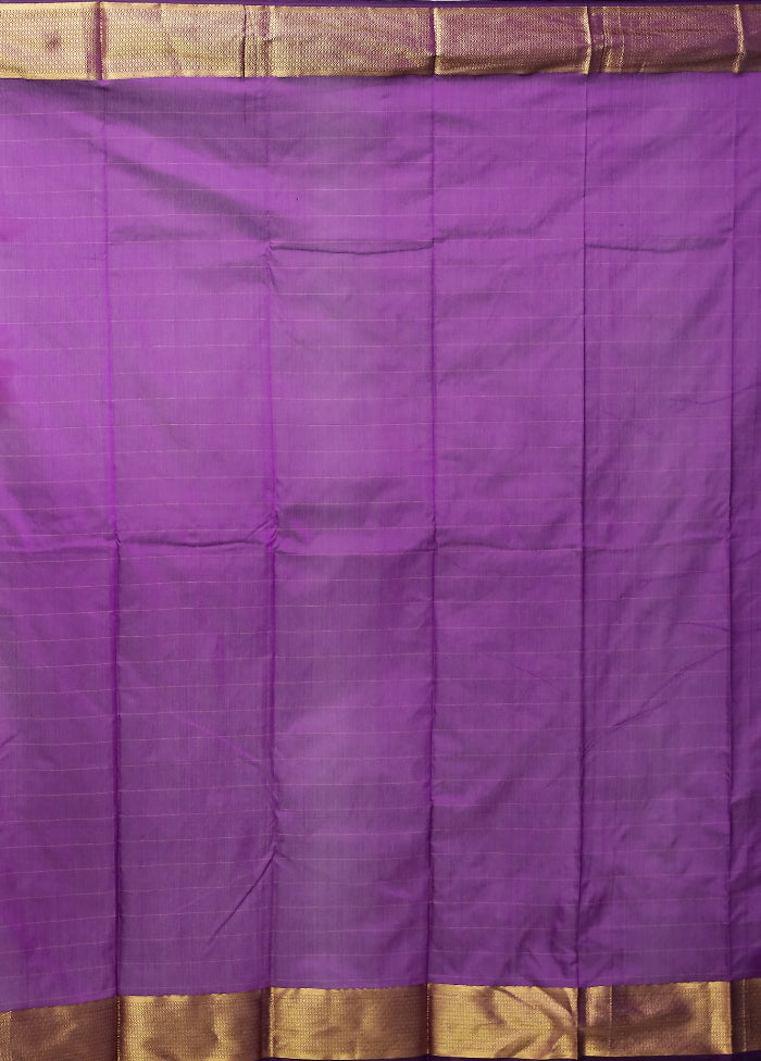 Purple Kanjivaram Silk Saree With Blouse Piece