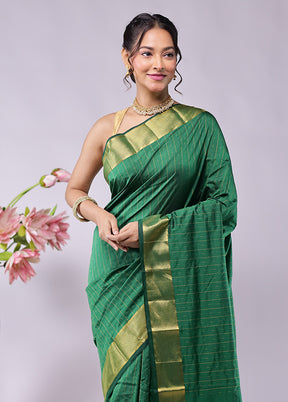 Green Kanjivaram Silk Saree With Blouse Piece