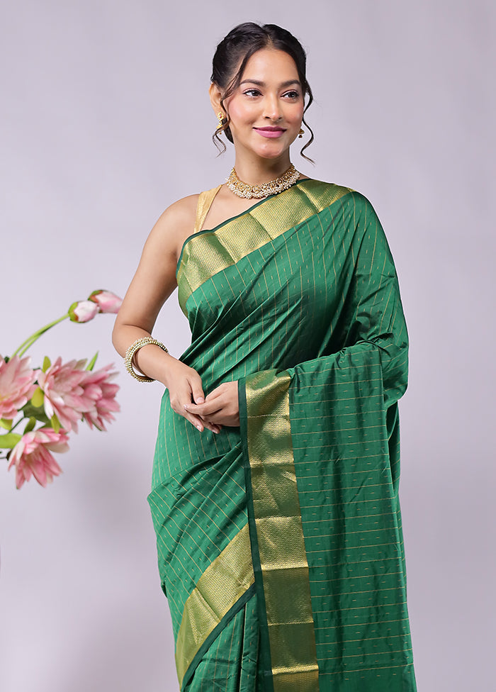 Green Kanjivaram Silk Saree With Blouse Piece