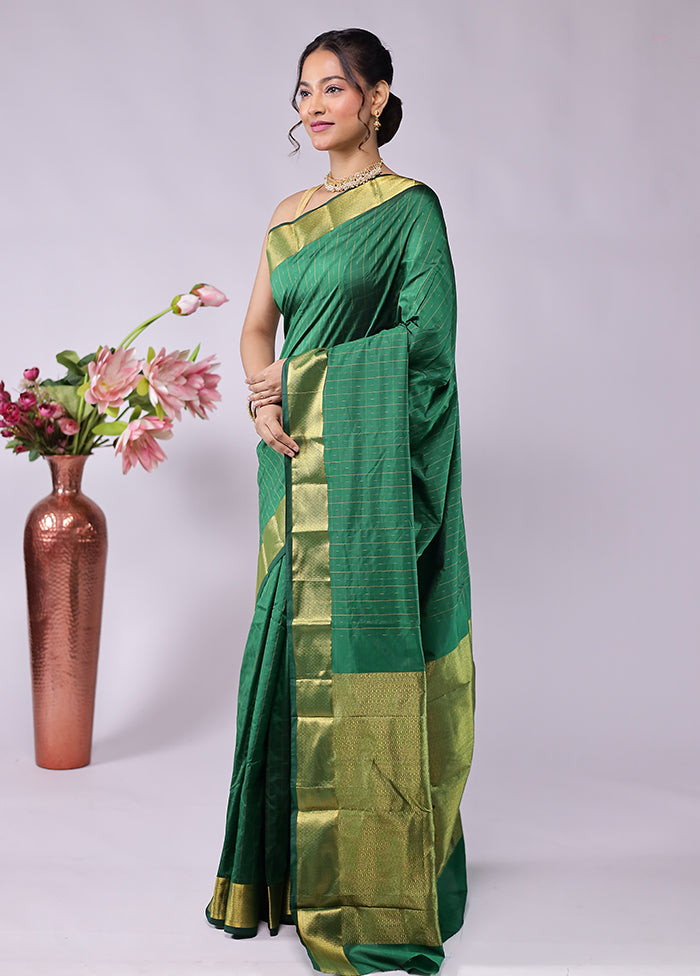 Green Kanjivaram Silk Saree With Blouse Piece