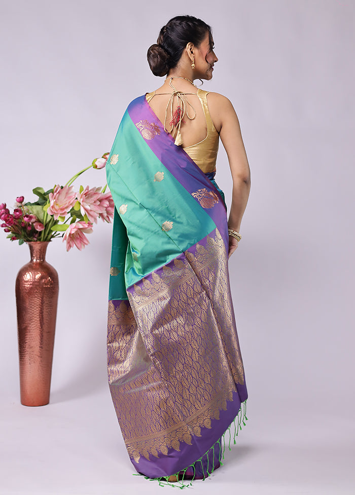 Green Kanjivaram Silk Saree With Blouse Piece