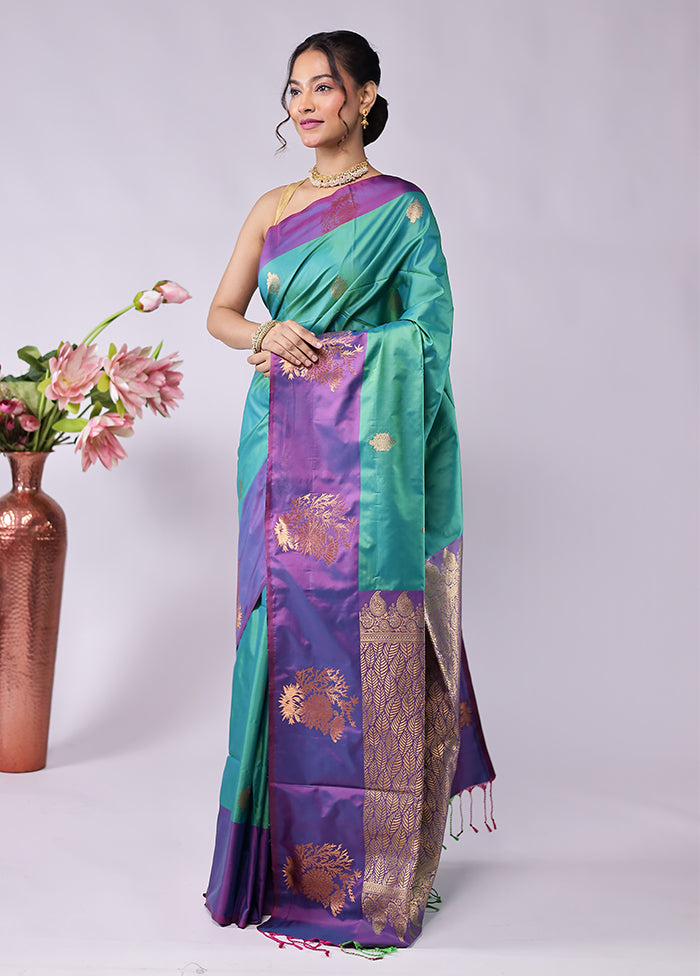 Green Kanjivaram Silk Saree With Blouse Piece