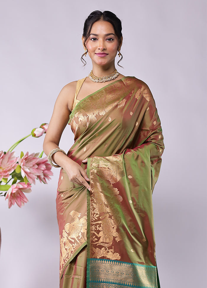 Green Kanjivaram Silk Saree With Blouse Piece