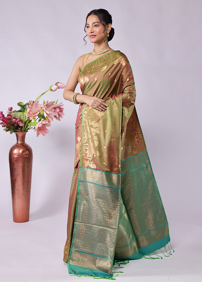 Green Kanjivaram Silk Saree With Blouse Piece