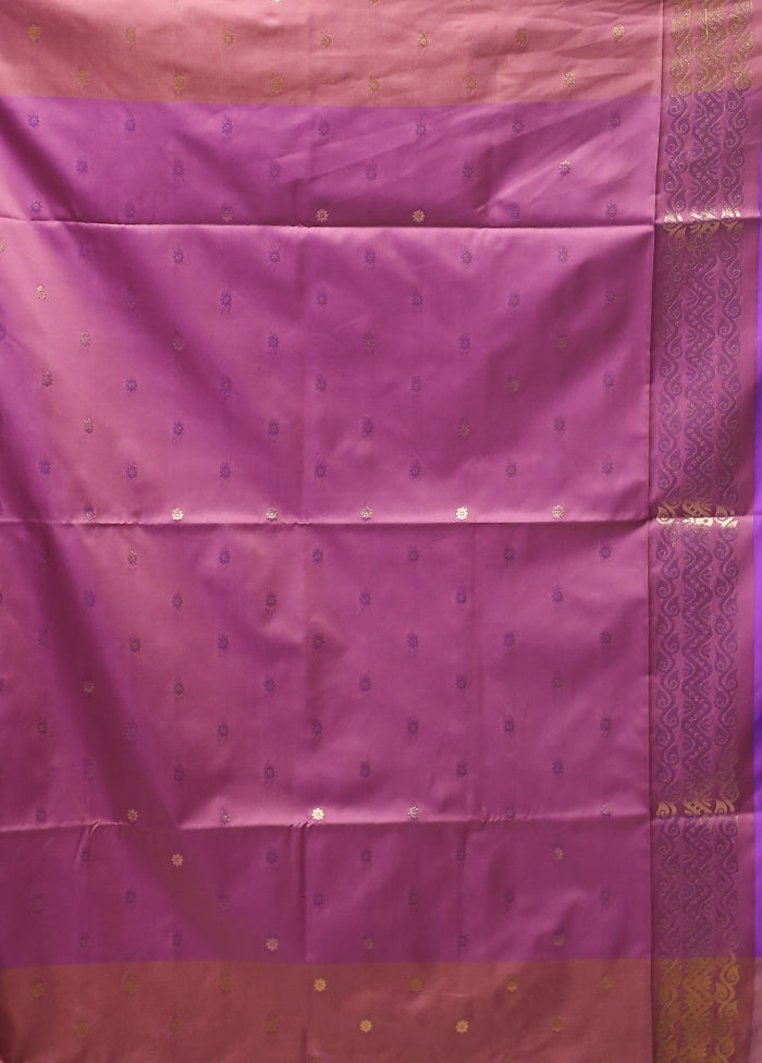 Purple Kanjivaram Silk Saree With Blouse Piece