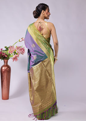 Green Kanjivaram Silk Saree With Blouse Piece