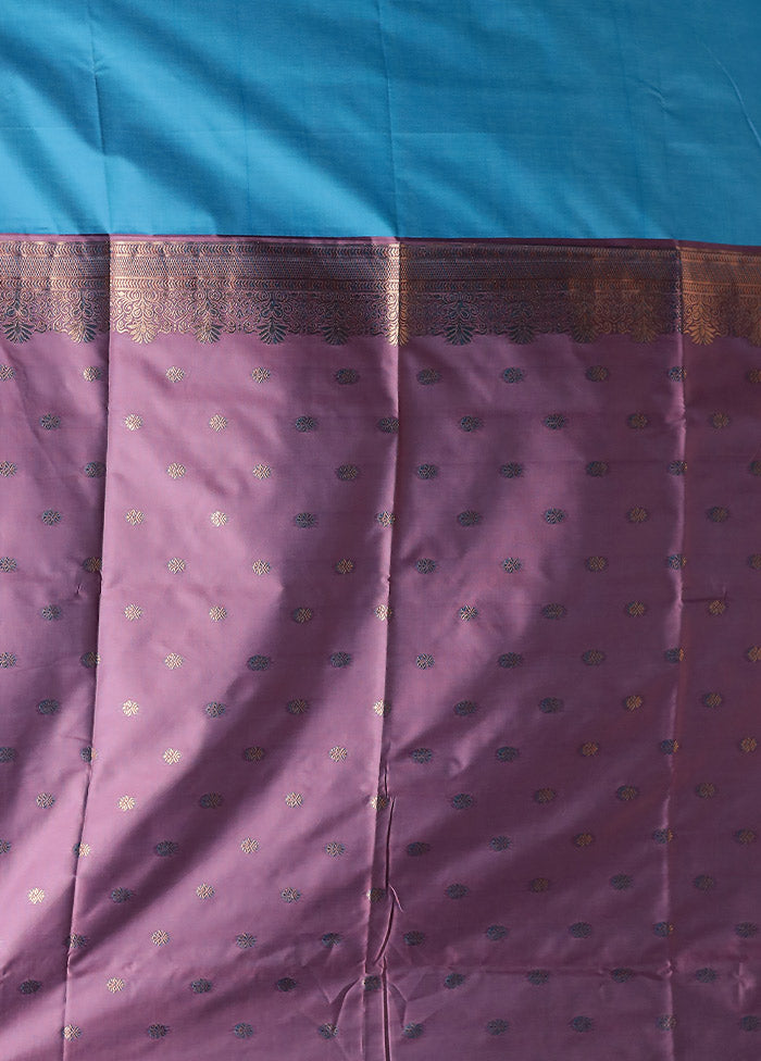 Blue Kanjivaram Silk Saree With Blouse Piece