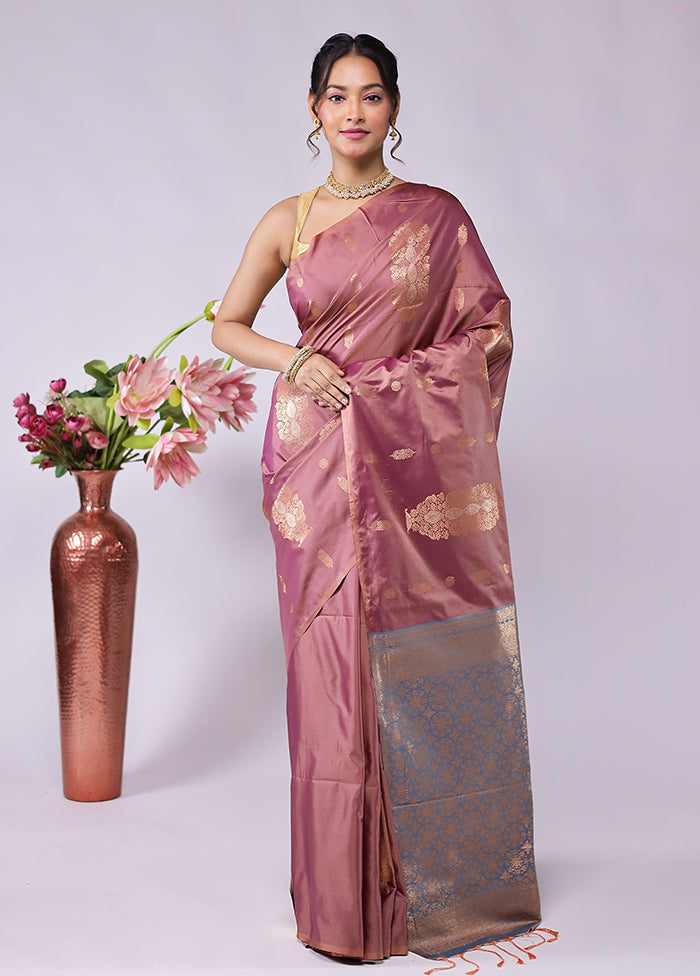Pink Kanjivaram Silk Saree With Blouse Piece