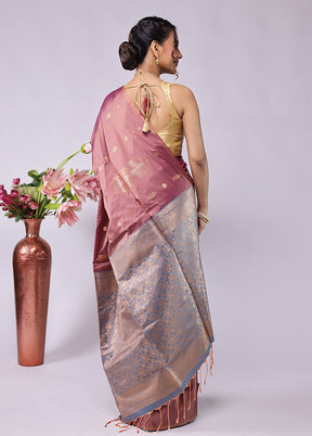 Pink Kanjivaram Silk Saree With Blouse Piece