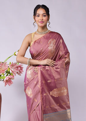 Pink Kanjivaram Silk Saree With Blouse Piece