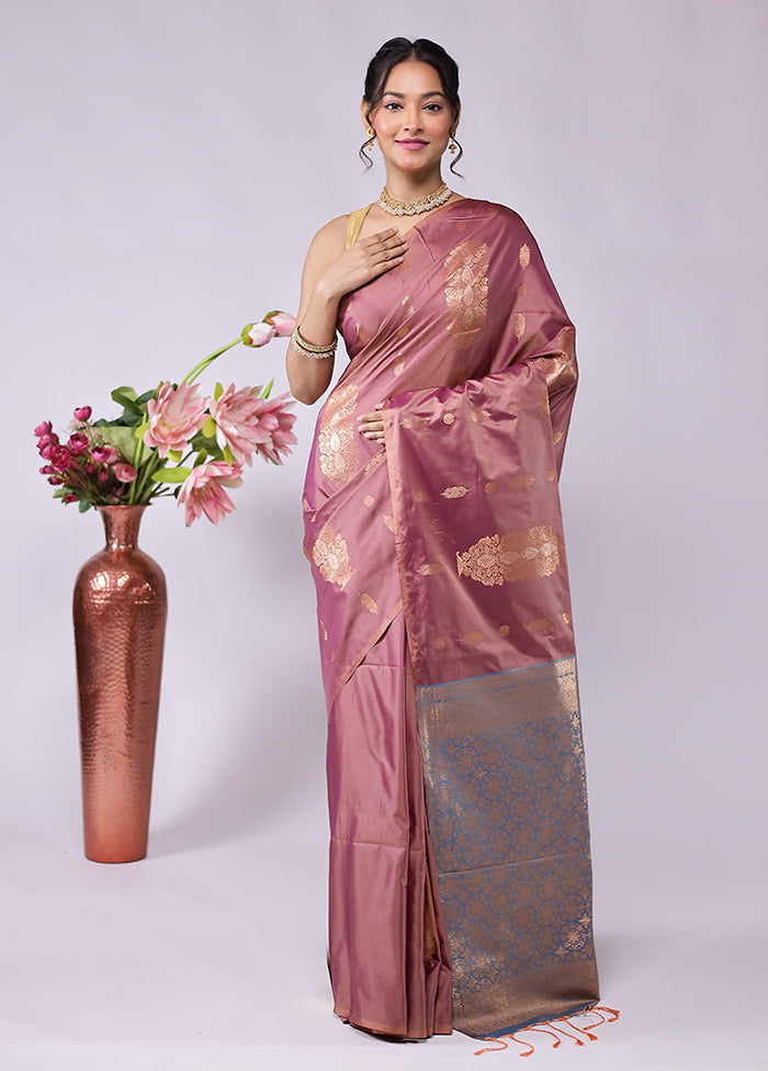 Pink Kanjivaram Silk Saree With Blouse Piece