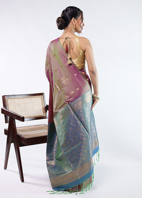 Purple Kanjivaram Silk Saree With Blouse Piece