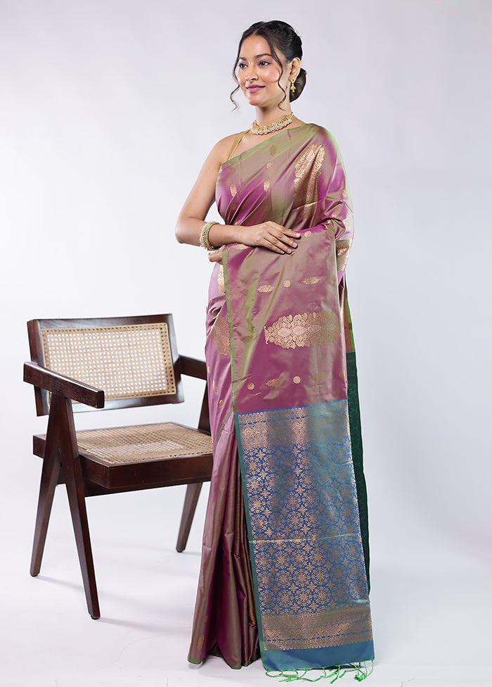 Purple Kanjivaram Silk Saree With Blouse Piece