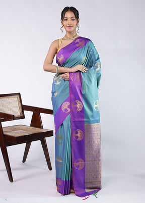 Green Kanjivaram Silk Saree With Blouse Piece