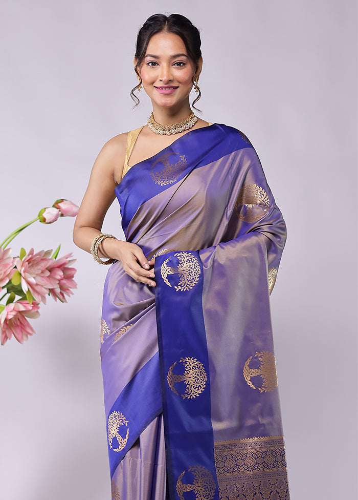 Blue Kanjivaram Silk Saree With Blouse Piece
