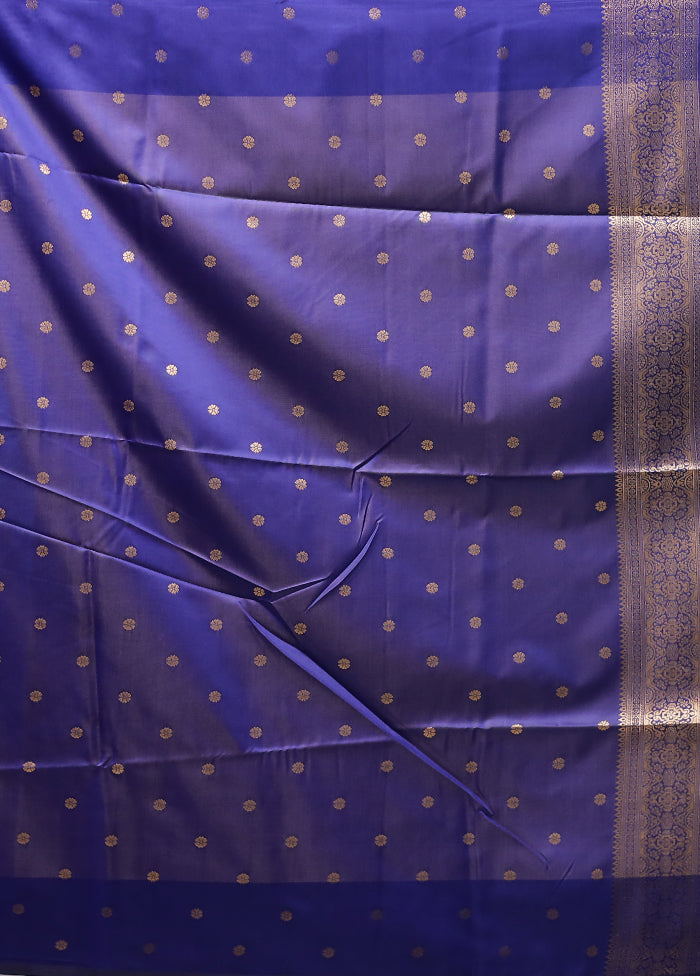 Blue Kanjivaram Silk Saree With Blouse Piece