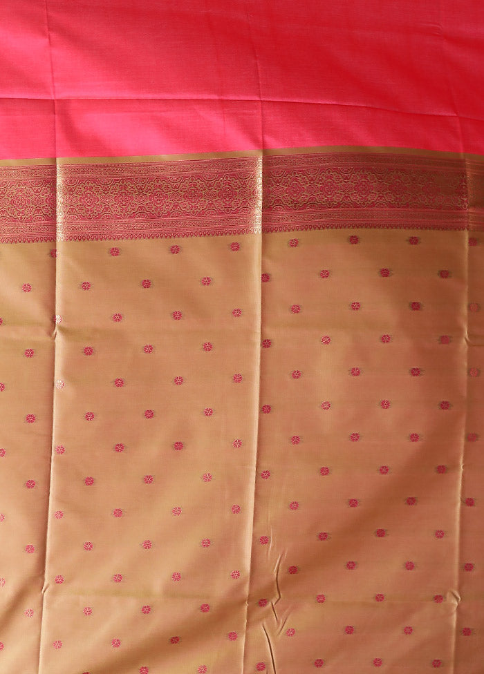 Pink Kanjivaram Silk Saree With Blouse Piece