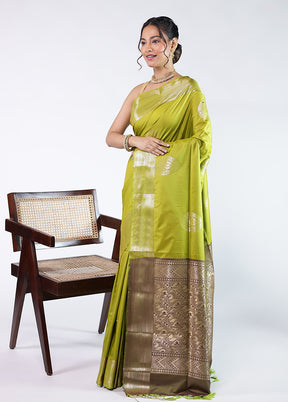 Green Kanjivaram Silk Saree With Blouse Piece