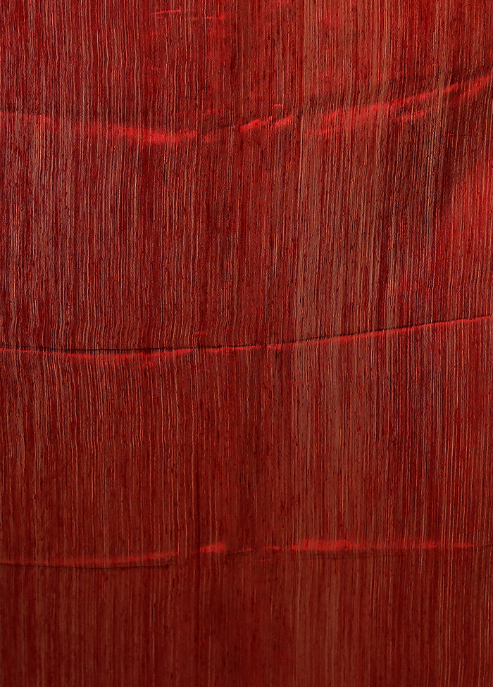 Red Handloom Matka Pure Silk Saree With Blouse Piece
