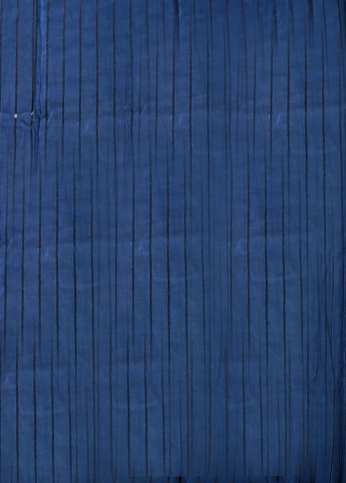 Blue Dupion Silk Saree With Blouse Piece