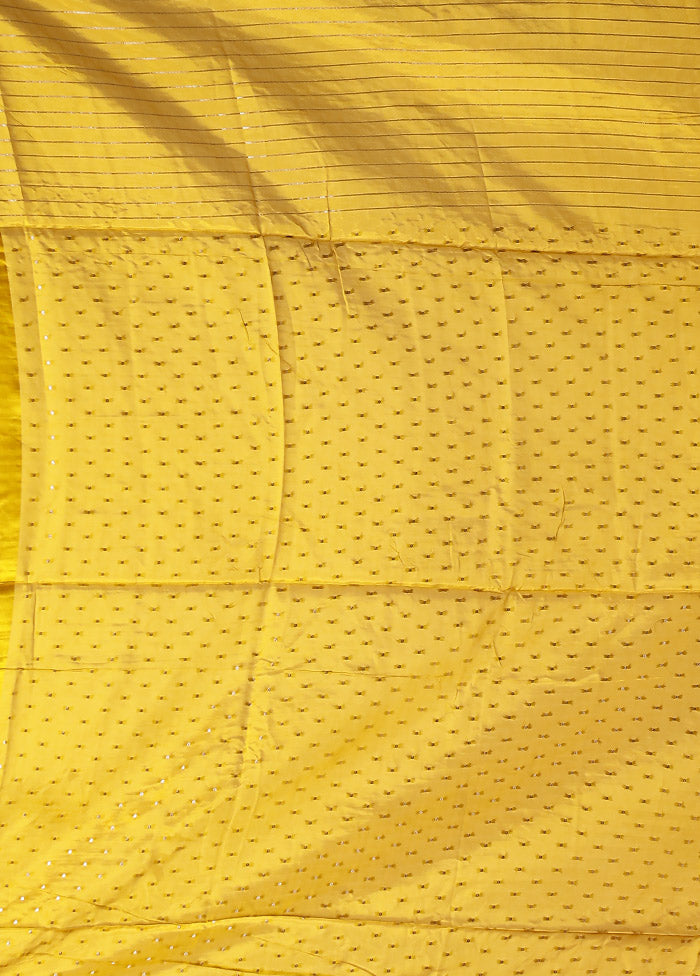 Yellow Dupion Silk Saree With Blouse Piece