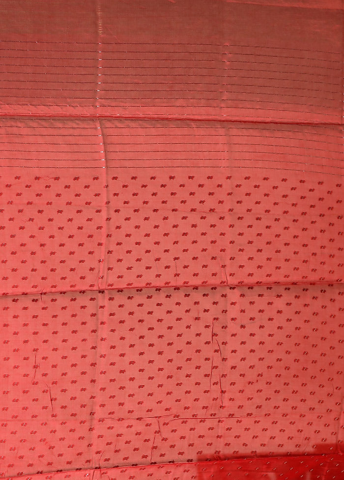 Red Dupion Silk Saree With Blouse Piece