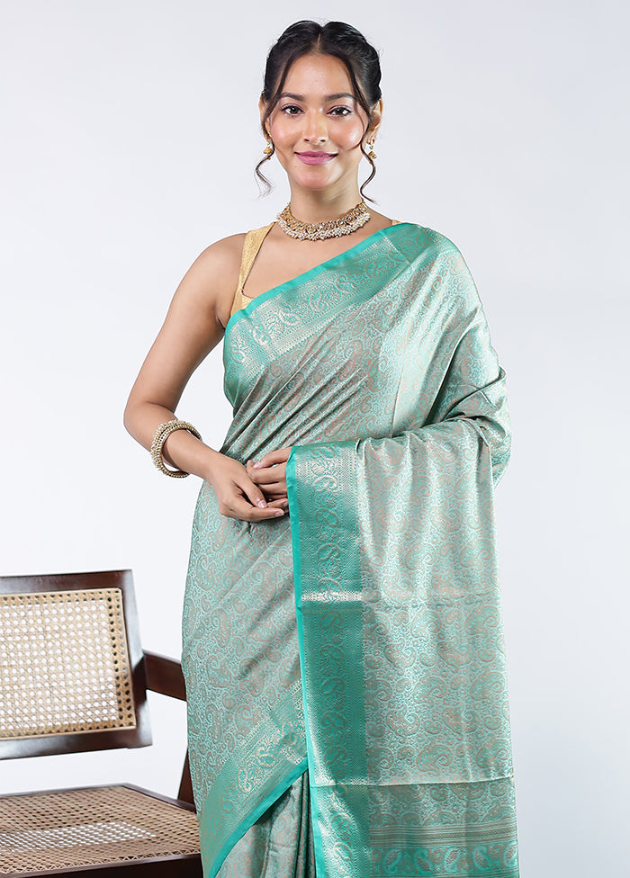 Green Jamewar Silk Saree With Blouse Piece