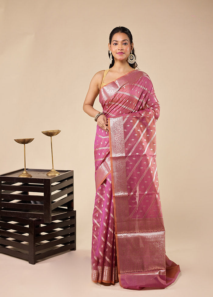 Purple Kora Silk Saree With Blouse Piece