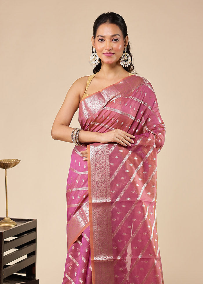 Purple Kora Silk Saree With Blouse Piece