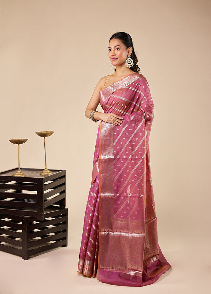 Purple Kora Silk Saree With Blouse Piece