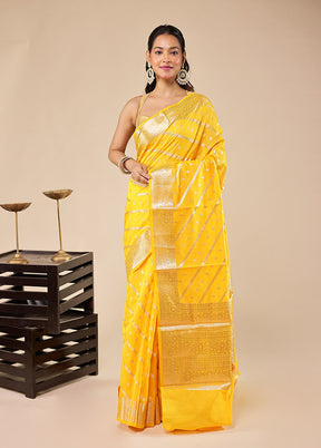 Yellow Kora Silk Saree With Blouse Piece