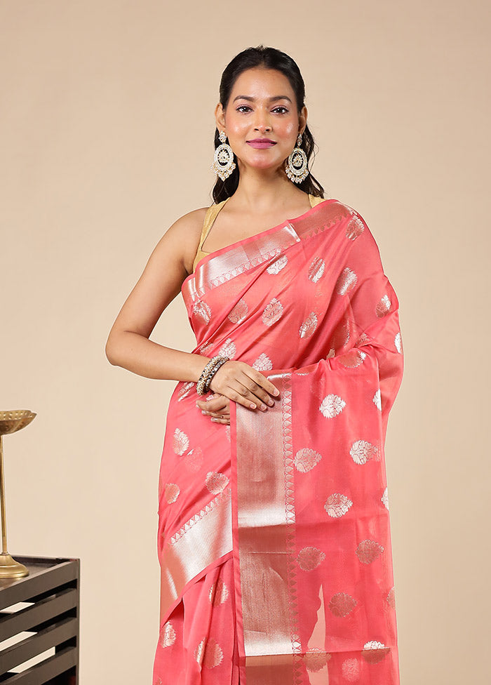 Pink Kora Silk Saree With Blouse Piece
