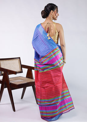 Blue kalakshetra Pure Silk Saree With Blouse Piece