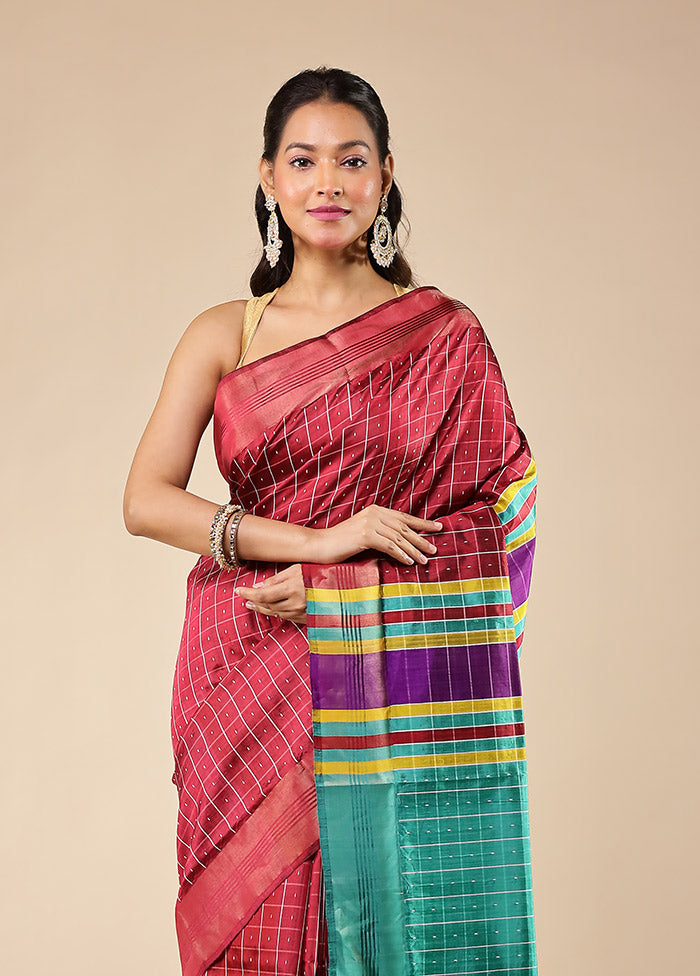 Red Kalakethra Pure Silk Saree With Blouse Piece