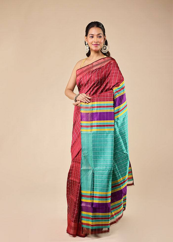 Red Kalakethra Pure Silk Saree With Blouse Piece