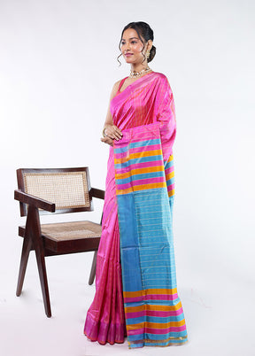 Blue kalakshetra Pure Silk Saree With Blouse Piece