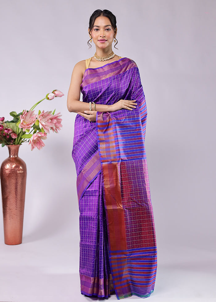 Pink kalakshetra Pure Silk Saree With Blouse Piece