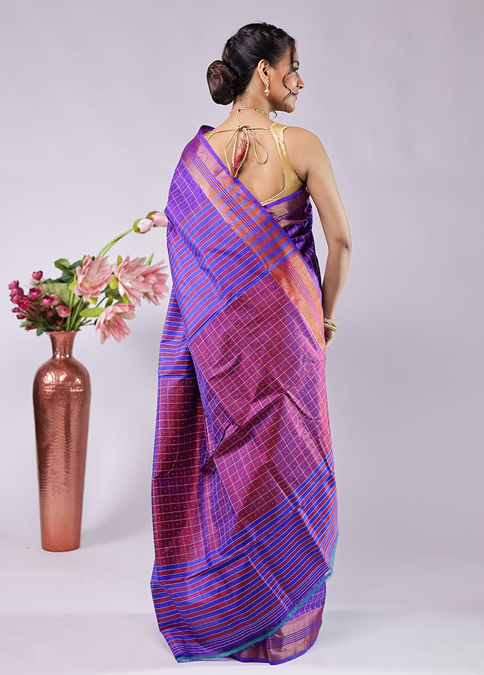Pink kalakshetra Pure Silk Saree With Blouse Piece