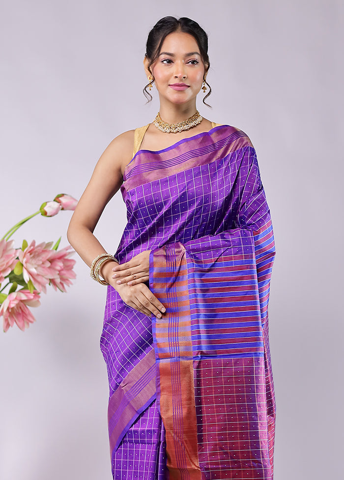 Pink kalakshetra Pure Silk Saree With Blouse Piece