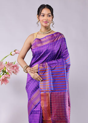 Pink kalakshetra Pure Silk Saree With Blouse Piece