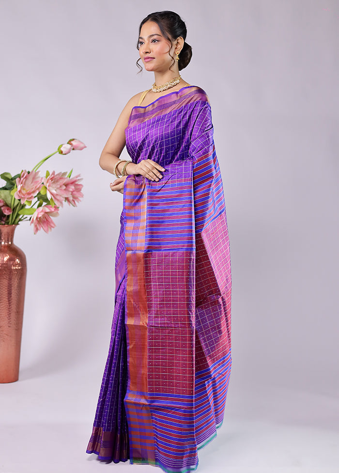 Pink kalakshetra Pure Silk Saree With Blouse Piece