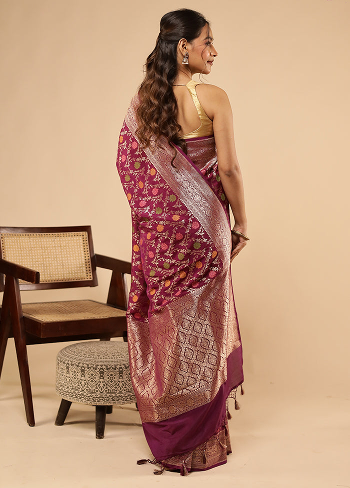Purple Dupion Silk Saree With Blouse Piece